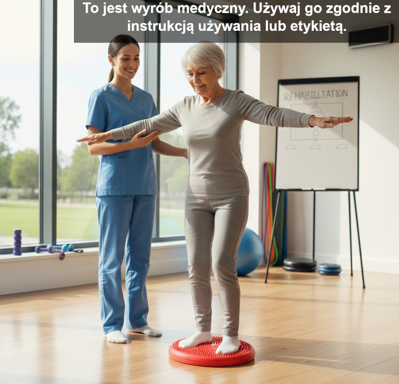 Dysk sensoryczny używany do ćwiczeń równowagi