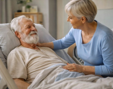 Łóżko rehabilitacyjne z regulacją elektryczną w domu seniora