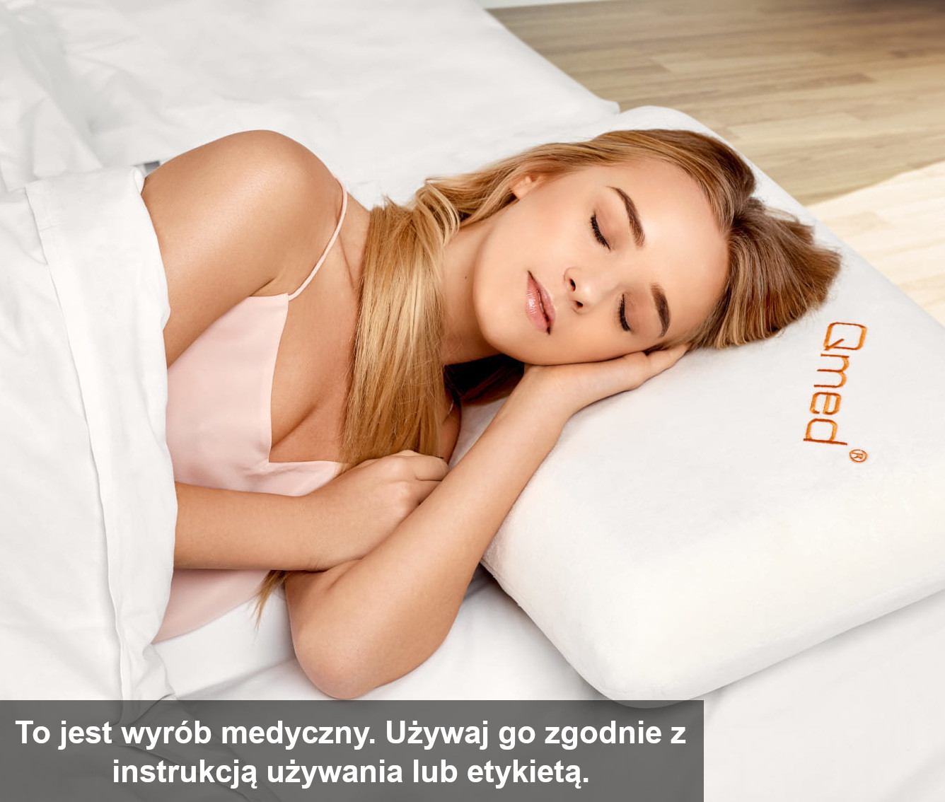 oduszka profilowana Comfort Gel Qmed z niebieską warstwą żelu chłodzącego